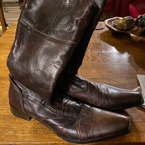 Vero Cuoio Wine Brown Soft Leather Boots Made in Italy Size 9